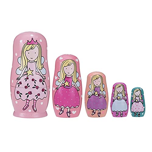 OUMIFA Stacking Nesting Dolls 5 Layer Russian Nesting Doll Girl Matryoshka Hand Painted Wooden Crafts Children's Gifts Wooden Doll Toys Collectible Dolls Gift Set
