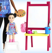 Load image into Gallery viewer, Barbie Art Teacher Playset with Brunette Doll, Toddler Doll, Toy Art Pieces
