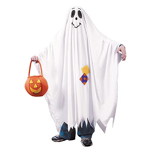 Meilihua Children'S White Ghost Costume For Halloween Pumpkin Cape (S), Small