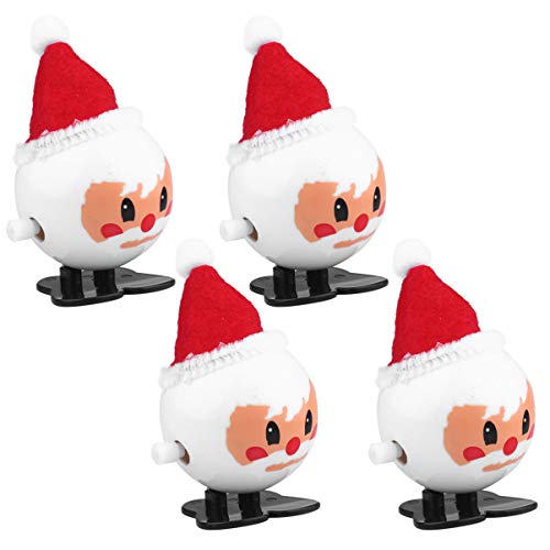 PRETYZOOM 4pcs Christmas Wind Up Toy Christmas Snowman Walking Jumping Clockwork Toys Collectible Figurine Desk Ornament for Party Favors Gift Goody Bag Filler