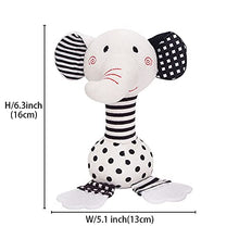 Load image into Gallery viewer, D-KINGCHY Baby Plush Rattle Toy, Soft Stuffed Animal Rattle with Teether Sound, Developmental Hand Grip Toys, Baby Toys 0-12 Months, Black and White Toys for 0, 3, 6, 9, 12 Months (Elephant)
