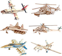 Load image into Gallery viewer, 3D Wooden Puzzle - 6 Piece Set Aircraft &amp; Helicopter Wooden Crafts Assembly Building Model - Wood Aircraft &amp; Helicopter STEM DIY Brain Teaser Puzzle for Kids and Adults Teens Boys Girls
