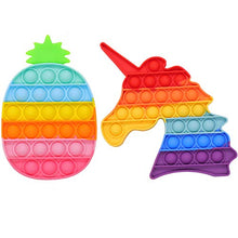 Load image into Gallery viewer, ONEST 2 Pieces Silicone Push Pops Bubbles Fidget Sensory Toy Funny Pops Fidget Toy Autism Special Needs Stress Reliever Toy (Pineapple and Unicorn Style)
