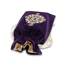 Load image into Gallery viewer, MIRIYAN Spiritual Mandala Tarot &amp; Dice Bag I Velvet &amp; Satin Drawstring Pouch Ideal Size for Tarot &amp; Oracle Cards, DnD, D&amp;D, Dungeons and Dragons Accessories, Runes &amp; Jewelry I Travel Gift Bag (Purple)
