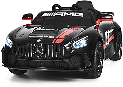 GLACER Ride on Car for Kids, Kids Electric Vehicle w/ 2.4G Remote Control, Double Doors, Swing Function, MP3/ USB/ TF Input, Lights & Horn, Kids Car for 37-95 Months (Black)