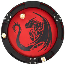 Load image into Gallery viewer, C4Labs 10&quot; Padded Dice Rolling Tray  Printed Dragon - Round, Red
