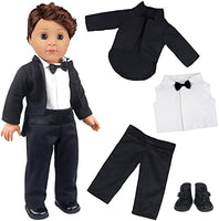 ZITA ELEMENT 18 Inch Boy Doll Clothes Suit Set and Shoes - 4 Items Fashion Tuxedo Suit Outfit Included 1 Jacket, 1 Pants, 1 Shoes and 1 Shirt