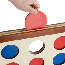 Load image into Gallery viewer, TMG Giant Wooden 4-in-a-Row Game Set - Includes Wooden Game Board &amp; 42 Playing Discs!
