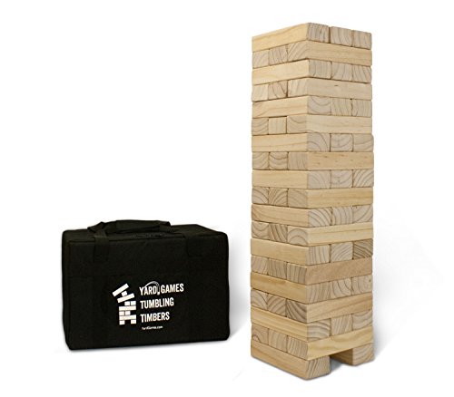 Yard Games Giant Tumbling Timbers with Carrying Case | Starts at 2.5-Feet Tall and Builds to Over 5-Feet | Made with Premium Pine Wood