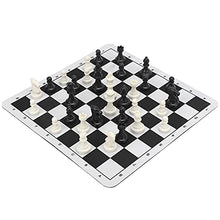 Load image into Gallery viewer, Dilwe 2 in 1 Chess Draughts Set, Chess Checkers Set Foldable Rubber Chessboard and Chess Pieces Portable Travel Intelligent Toy
