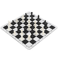 Dilwe 2 in 1 Chess Draughts Set, Chess Checkers Set Foldable Rubber Chessboard and Chess Pieces Portable Travel Intelligent Toy