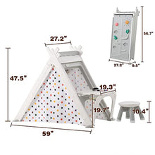 Load image into Gallery viewer, Merax Foldable Triangle Climber, 4-in-1 Kids Hideaway Play Tent with Art Easel, Stool for Toddlers, Climbing Triangle Crawling Tunnel Toy Activity Play Set (White)
