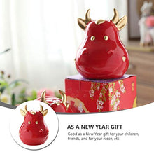 Load image into Gallery viewer, Cabilock Ceramics Piggy Bank Ox 2021 Chinese Zodiac Figurine Saving Pot Jar Kids Animal Money Box Gift Cartoon Coin Bank for New Years Gift (Red) 14.7CM
