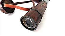 Load image into Gallery viewer, Divine Handicraft 18 Inches Handmade Cap Belt Brass Telescope with Black Antique Finish Leather Bounded Around It with Lens.
