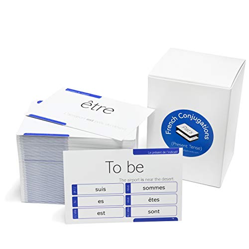 200 French Verb Conjugation Present Tense Flash Cards - Full Examples in Both French and English