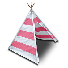 Load image into Gallery viewer, Modern Home Children&#39;s Canvas Tepee Set with Travel Case - Pink Stripes
