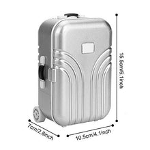 Load image into Gallery viewer, GLOGLOW Girl Doll Accessories, 6 Inch Cute Plastic Rolling Suitcase Doll Travel Suitcase Luggage Doll Travel Play Set Mini Doll House Decoration Accessories(Silver)
