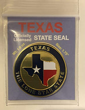 Load image into Gallery viewer, Texas State Seal Challenge Coin - The Lone Star State, 1.0 Oz, Commemorative Coin, Smooth Background, Republic of Texas, Six Flags of Texas, Texas State Seal. Texas Challenge Coin
