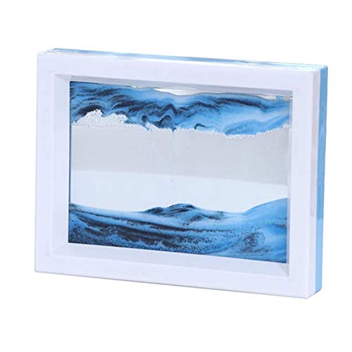 JKGHK Desktop Sand Art Glass Frame Moving Sand, Dynamic Moving Sand Art Picture, Motion Display Flowing Sand Frame Abstract Scenery Sand Image Hourglass