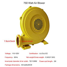 Load image into Gallery viewer, 750W/110V Bouncy Castle Blower, Electric Air Pump Fan Commercial Blower, for Large Inflatable Bounce House, Bouncy Castle and Slides, Yellow
