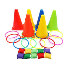 Load image into Gallery viewer, Toss Game Set with Bean Bags Toss Ring Traffic Cone Markers for Outdoor Garden Carnival Game Party Supplies Agility Training Game, Random Color
