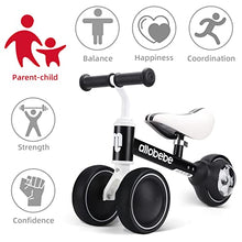 Load image into Gallery viewer, allobebe Baby Balance Bike, Cute Toddler Bikes 12-36 Months Gifts for 1 Year Old Girl Bike to Train Baby from Standing to Running with Adjustable Seat Silent &amp; Soft 3 Wheels (Black)
