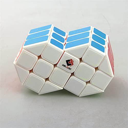 XIAN Cylindrical Two-six Conjoined Cubethird-Order 2-in-1siamese Mix and Match Puzzle Cube Decompression Cube Anti-Anxiety Toy,White