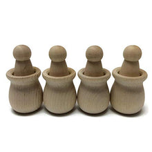 Load image into Gallery viewer, Wooden Pots and Peg Dolls - Set of 4 Dolls and Pots - DIY Waldorf - Montessori - Unfinished Wood

