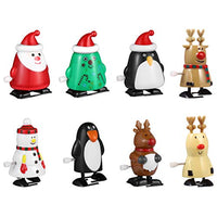 TOYANDONA 8pcs Christmas Clockwork Toys Wind Up Xmas Toy Walking Santa Claus Snowman Reindeer Penguin Tree Kids Rewards