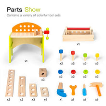 Load image into Gallery viewer, ROBUD Wooden Tool Bench Set for Kids Toddlers, Pretend Play Toy Kit - with Take-Along Tool Box and Accessory Play Set
