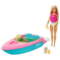 Barbie Doll and Boat Playset with Pet Puppy, Life Vest Accessories, Fits 3 Dolls & Floats in Water, Gift for 3 to 7 Year Olds