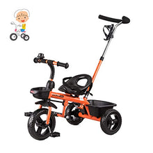 Load image into Gallery viewer, Can be used as a tricycle 2-year-old three-in-one from the children&#39;s hand tricycle 1 to six years of tricycle maximum weight 25 kg for Halloween wheel folding tripod children later with a 2-point sea

