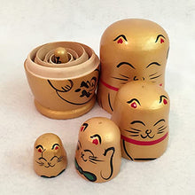 Load image into Gallery viewer, KOqwez33 Russian Wood Stacking Nesting Dolls Set,5Pcs/Set Nesting Dolls Hand-Painted Home Decoration Wood Lucky Cat Matryoshka Gift for Shop - Golden
