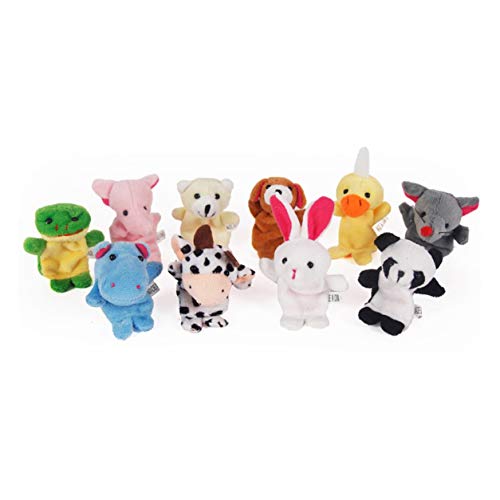profectlen 10PC Funny Baby Plush Toy Animal Finger Puppets Double Layer with Feet Storytelling Props Doll Hand Puppet Kids Toys Children Gift