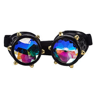 FOCUSSEXY Steampunk Goggles Kaleidoscope Rave Rainbow Crystal Lenses