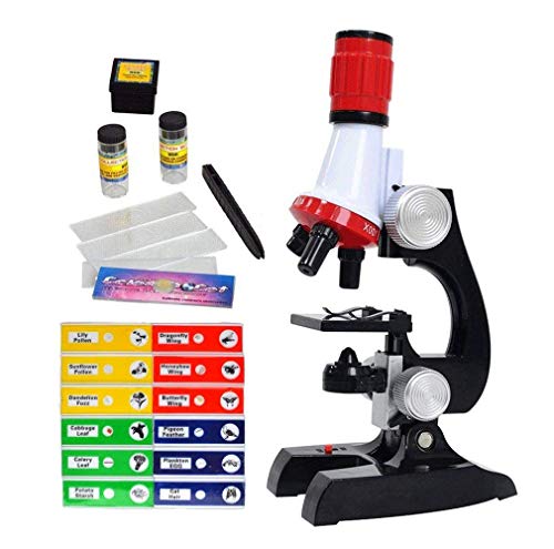 Science Kits for Kids Beginner Microscope with LED 100X 400X and 1200X-Include Sample Prepared Slides 12pc- Educational Toy Birthday