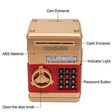 Load image into Gallery viewer, Adevena Electronic Piggy Bank, Mini ATM Password Money Bank Cash Coins Saving Box for Kids, Cartoon Safe Bank Box Perfect Toy Gifts for Boys Girls (Gold)
