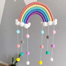 Load image into Gallery viewer, ZSQSM Baby Crib Mobile Wooden Wind Chime Bed Bell Baby Mobile Baby Bed Wind Chimes Hanging Clouds Raindrops Rainbow Tassels Wind Chimes for Newborn Baby, One size
