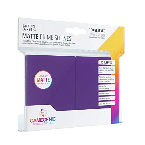Matte Prime Standard-Sized Card Sleeves | 100 Pack of 66 mm by 91 mm Card Sleeves | Premium Quality Card Game Holder | Use with TCG and LCG Games | Purple Color | Made by Gamegenic