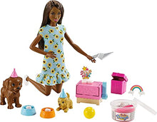 Load image into Gallery viewer, Barbie Doll (11.5-inch Brunette) and Puppy Party Playset with 2 Pet Puppies, Dough, Cake Mold and Accessories, Gift for 3 to 7 Year Olds
