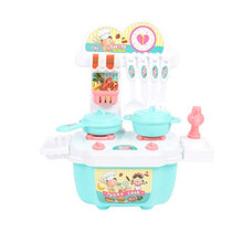 Load image into Gallery viewer, BeesClover Children Playing House Kitchen Cooking Table Set Mini Simulation Cookware Boys Girls Cook Game Cyan
