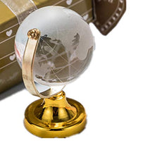 Load image into Gallery viewer, HEALLILY Crystal Earth Globe Small Round Transparent World Ball Model with Stand Tabletop Collection Geography Statue for Home Office Bedroom Golden
