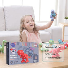 Load image into Gallery viewer, CHICYA Take Apart Magnetic Dinosaurs Interactive Building Toys for Toddler,Touch Recording and Repeating Cartoon Dinosaur Figurines w/ Lighting &amp; Sound,Imagine Jurassic T-Rex Toy Gifts for Kids
