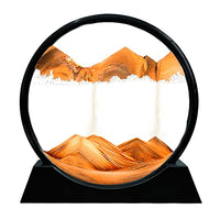 Muyan Moving Sand Art Picture Sandscapes in Motion Round Glass 3D Deep Sea Sand Art for Adult Kid Large Desktop Art Toys (7 Inch, Orange)