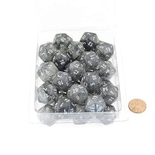 Load image into Gallery viewer, Light Smoke Borealis Dice Luminary with Silver Numbers D20 Aprox 16mm (5/8in) Pack of 50 Wondertrail
