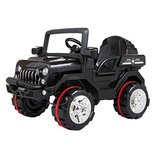 TOBBI 12V Powerful Kids Ride-On SUV for Boys and Girls with High Performance, Safety Design, and Trunk, Outdoor Driving, Smooth, Black