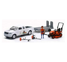 Load image into Gallery viewer, Kubota 1/18 Pickup Truck and Trailer w Mower, Figure &amp; Accessories by New Ray
