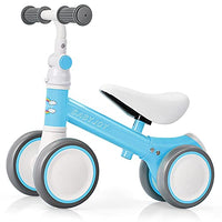 BABY JOY Baby Balance Bike, 6-24 Months Children Walker, No Pedal Infant 4 Wheels Toddler Bicycle with Adjustable Seat, Kids Riding Toys for 1 Year Old Boys Girls, Babys First Birthday Gift, Blue