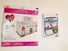 Load image into Gallery viewer, Way to celebrate Valentines Day Castle Mailbox Kit and 32 Battleship Mystery Math Message Cards, Bonus Stickers
