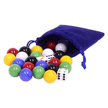 Load image into Gallery viewer, AmishToyBox.com Game Bag of 24 Large Glass 7/8&quot; (22mm Diameter) Marbles and 6 Dice
